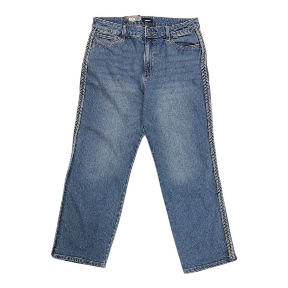 Express Women's Regular Fit High Rise Straight Leg Ankle Jean - Medium Wash